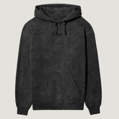 Black Acid Washed Hooded Sweatshirt