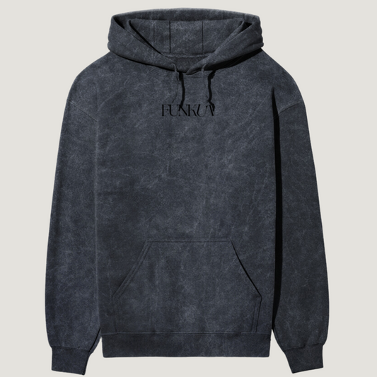 Navy Blue Acid Washed Hooded Sweatshirt