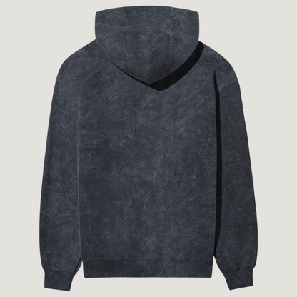 Navy Blue Acid Washed Hooded Sweatshirt