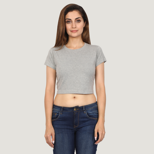 Solid Grey - Crop T-Shirt