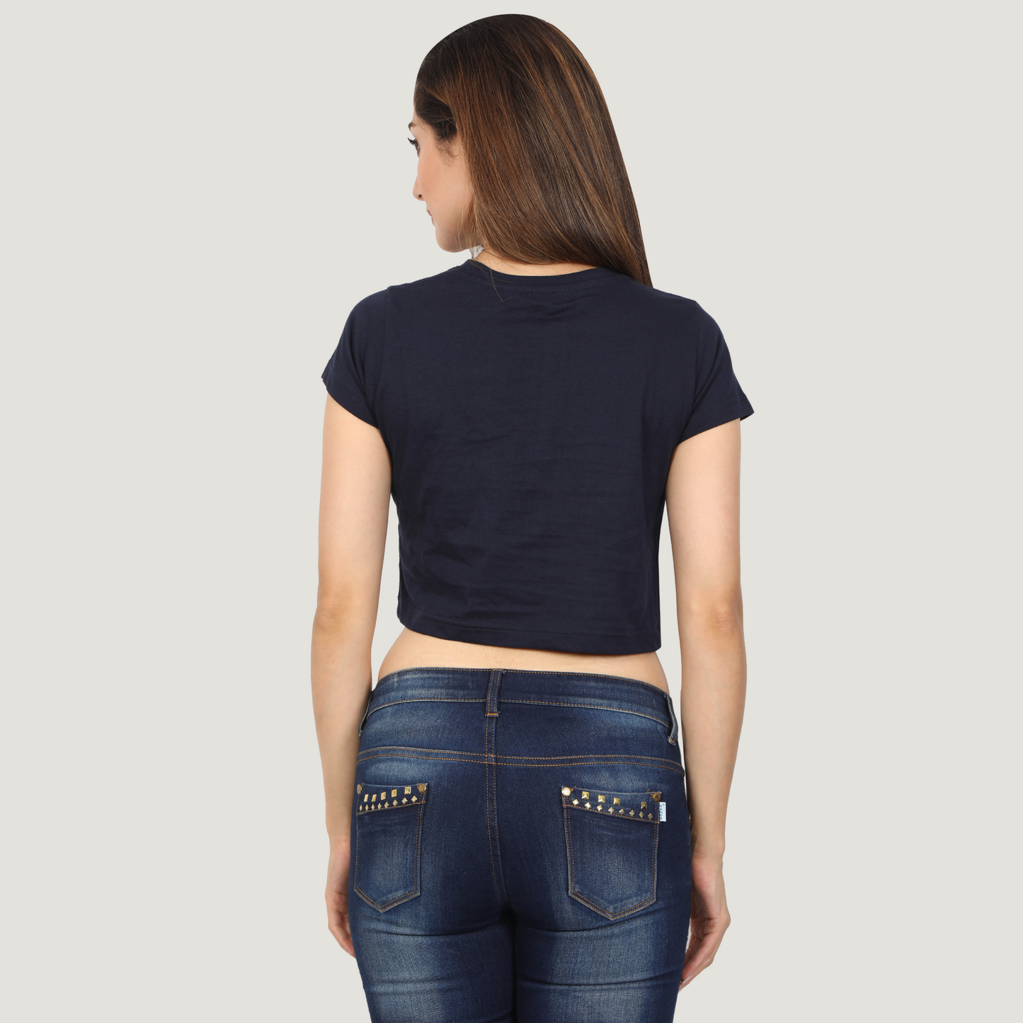 Solid Navy Blue - Crop T-Shirt