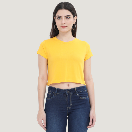 Solid Yellow - Crop T-Shirt