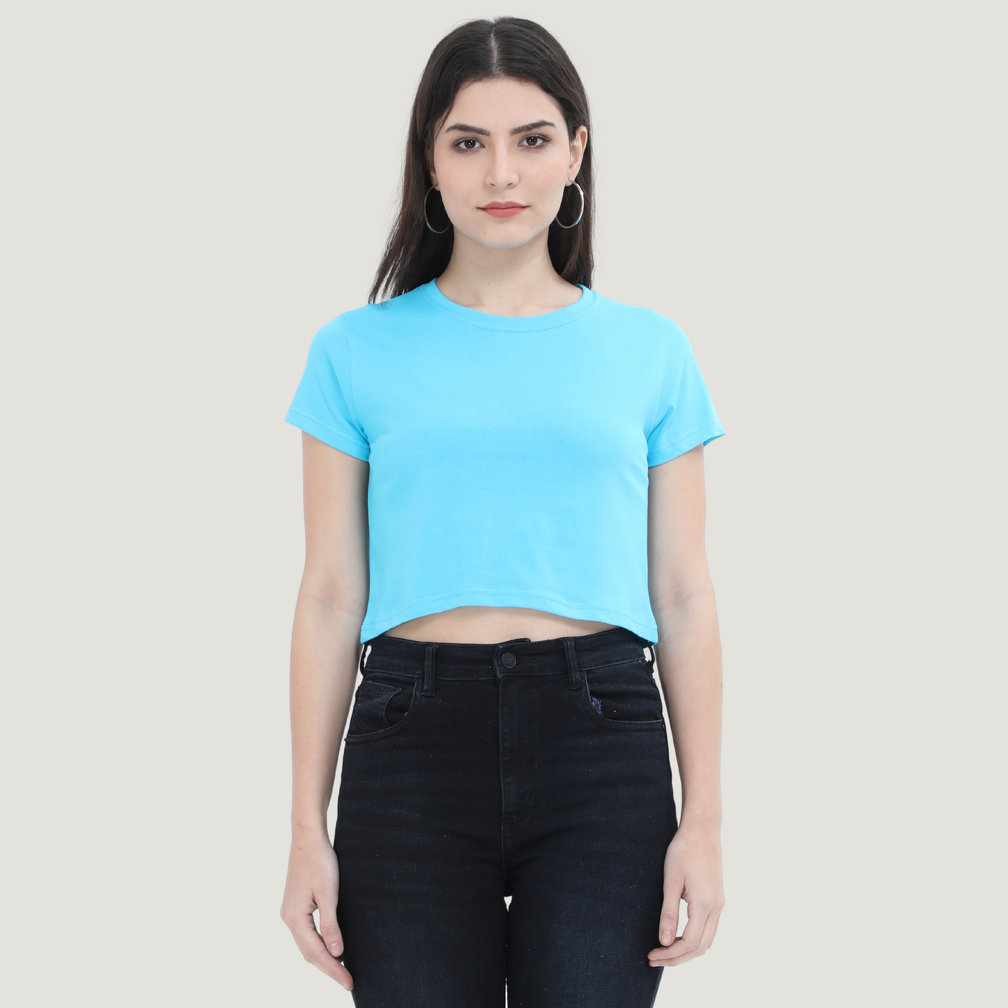 Solid Blue - Crop T-Shirt